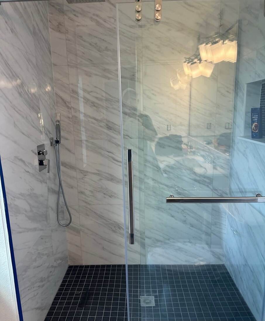 Carrara marble shower