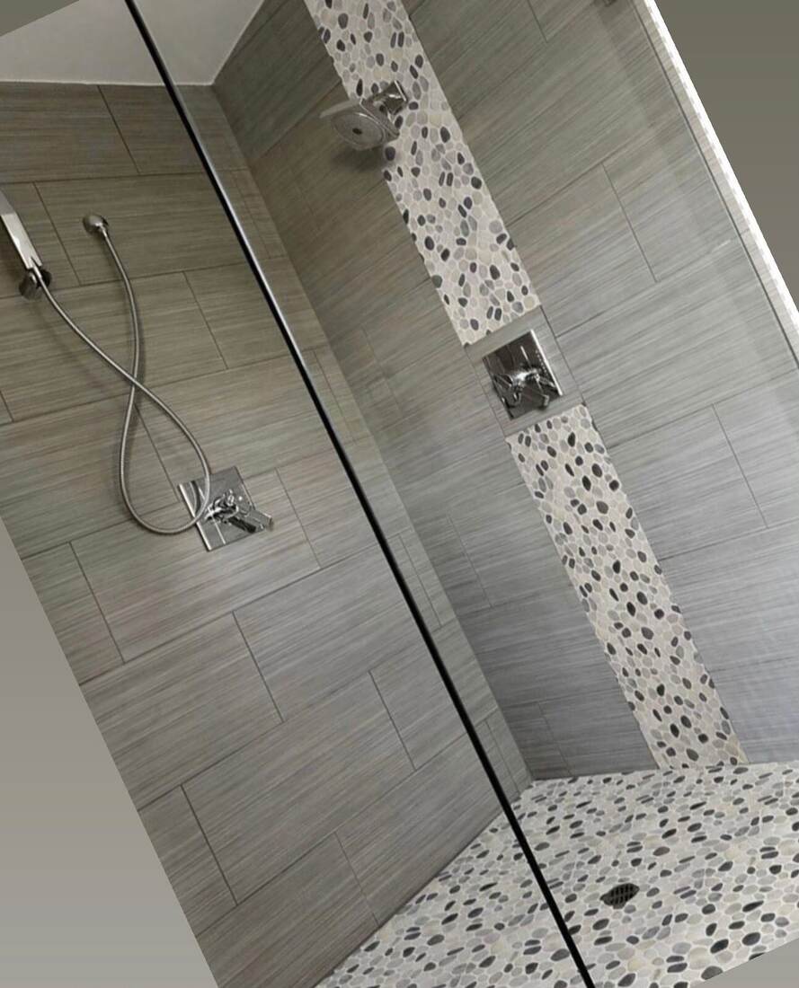 Pebble stone shower floor